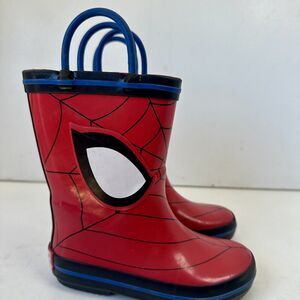 Marvel Spider-Man Rain Boots Pull On Little Boys Size 7/8